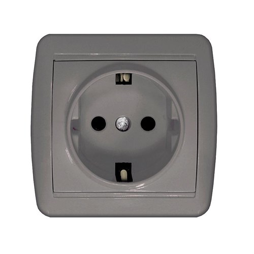 Розетка 1-м ОП Клио 16А IP44 с заземл. сер. UNIVersal К2228-Gr 1842707 - фото 16672044