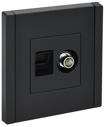 Розетка 2-м TV+RJ45 кат.5E FORTE&PIANO FP136 черн. IEK FP-AK20-1-K02 1853211 - фото 16672084