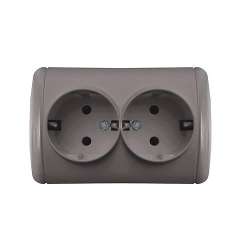 Розетка 2-м ОП Клио 16А IP44 с заземл. сер. UNIVersal К2231-Gr 1842705 - фото 16672179