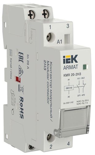 Контактор модульный KMR 20А 230В AC 2НЗ ARMAT IEK AR-KMR10-020-02-230 1816534 - фото 16672181