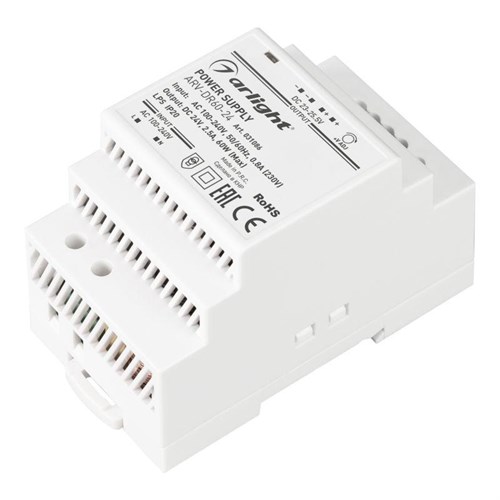 Блок питания ARV-DR60-24 24В 2.5А 60Вт IP20 DIN-рейка Arlight 031086 1551635 - фото 16672235