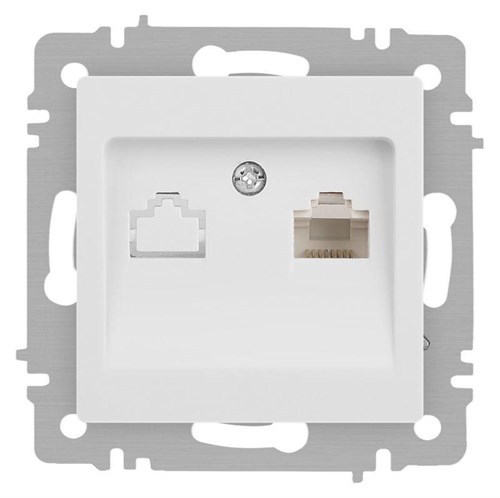 Розетка Accent 6-303-01М информационная RJ45 IP20 СУ бел. матов. Intro Б0063625 1931511 - фото 16673929