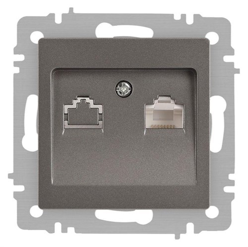 Розетка Accent 6-303-09 информационная RJ45 IP20 СУ титан Intro Б0063642 1931519 - фото 16673935