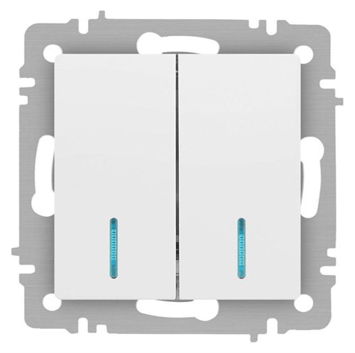Выключатель Accent 6-105-01М двойн. с подсветкой 10А-250В IP20 СУ AL/CU бел. матов. Intro Б0063507 1931331 - фото 16674011
