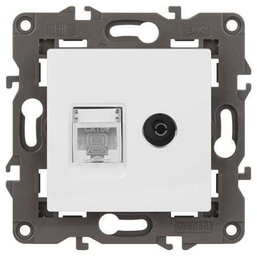 Розетка компьютерная + телевизионная 2-м Elegance 14-3110-01 RJ45 + TV IP20 механизм бел. Эра Б0034314 1231979 - фото 16674045