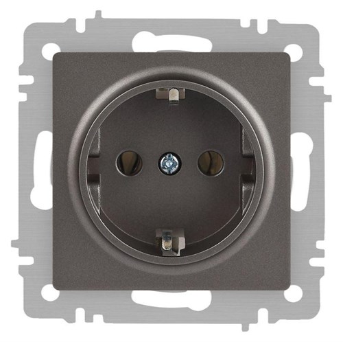 Розетка Accent 6-202-09 2P+E Schuko 16А-250В IP20 СУ титан Intro Б0063701 1931467 - фото 16674066