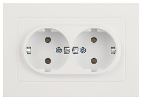 Розетка Accent 6-205-01М 2X2P+E Schuko 16А-250В IP20 СУ AL/CU бел. матов. Intro Б0063487 1931489 - фото 16674147
