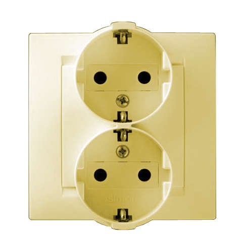 Розетка 2-м СП Simon15 16А IP20 250В с заземл. винт. клеммы сл. кость Simon 1590459-031 148073 - фото 16674198