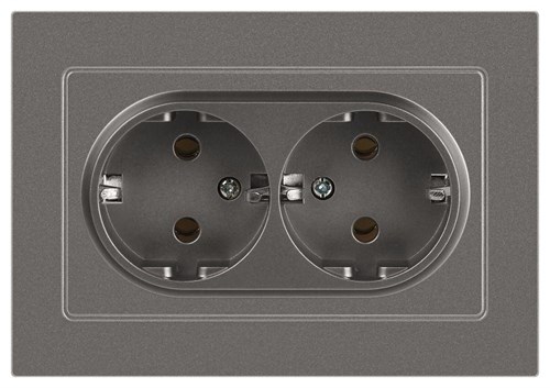 Розетка Accent 6-205-09 двойн. 2X2P+E Schuko 16А-250В IP20 СУ AL/CU титан Intro Б0063500 1931497 - фото 16674217