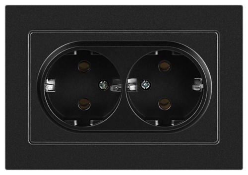 Розетка Accent 6-205-05 2X2P+E Schuko 16А-250В IP20 СУ AL/CU антрацит Intro Б0063494 1931493 - фото 16674298