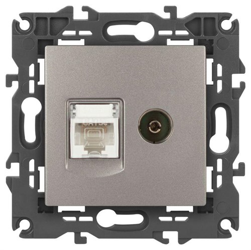 Розетка ЭРА Elegance 14-3110-16 RJ45+TV титан Эра Б0065768 1952984 - фото 16674358