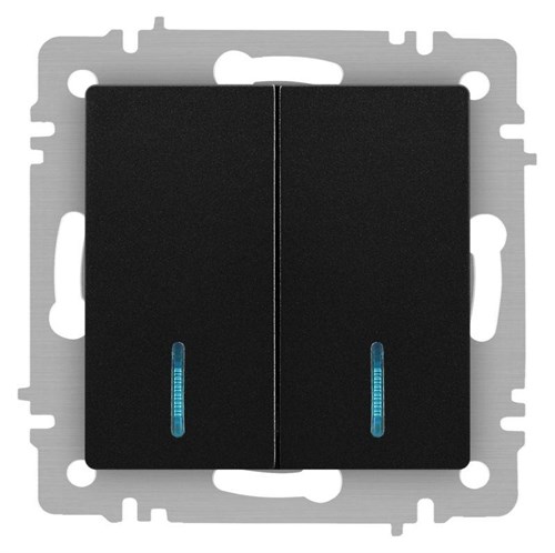 Выключатель Accent 6-105-05 двойн. с подсветкой 10А-250В IP20 СУ AL/CU антрацит Intro Б0063516 1931335 - фото 16674379