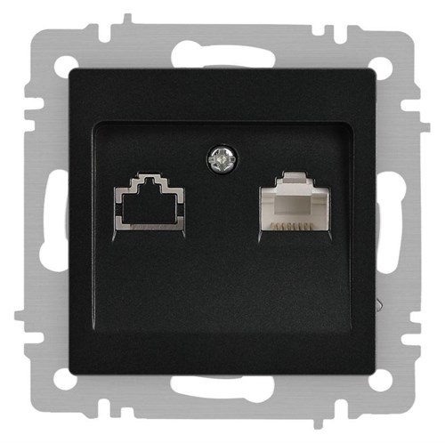 Розетка Accent 6-303-05 информационная RJ45 IP20 СУ антрацит Intro Б0063634 1931515 - фото 16674455