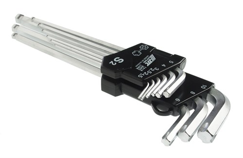 JTC-7819 - Набор ключей шестигранных удлиненных с шаром для поврежденного крепежа 9 предметов JTC - 
Короткая часть ключа имеет противоскользящую защиту, что способствует извлечению винта.
Длинная часть предназначена для работы под косым углом.
Длина: удл JTC-7819 - фото 16681823