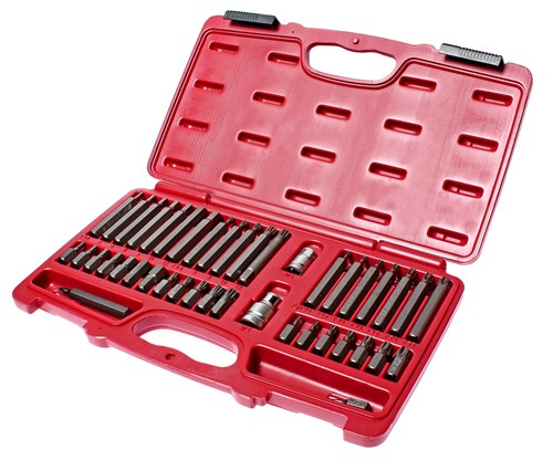 JTC-3933 - Набор бит 1/2" 3/8" HEX, TORX, SPLINE 6-ти гранных 2 держателя 42 предмета в кейсе JTC -  
  В комплекте:    
 
  
   
    8 шт. биты TORX 30 мм.: Т20, Т25, Т27, Т30, Т40, Т45, Т50, Т55.  
    8 шт. биты TORX 75 мм.: Т20, Т25, Т27, Т30, Т JTC-3933 - фото 16681824