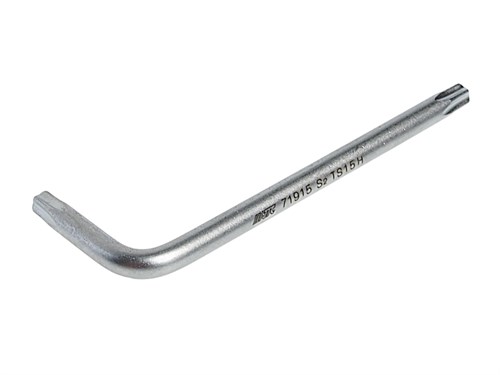 JTC-71915 - Ключ TORX Г-образный TS15H 5-гранный L=54мм JTC - 
Материал: S2.
Размер: TS15H.
Длина: 54 мм.
Ширина: 18 мм.
Количество шт. в упаковке: 20. JTC-71915 - фото 16682675