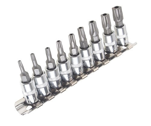 JTC-3303 - Набор бит-головок 1/4" TORX 5-ти гранных TS10H-TS50H 9 предметов JTC -  
  Размеры под ключ 1/4&rdquo; Dr TS10H, TS15H, TS20H, TS25H, TS27H, TS30H, TS4GH, TS45H, TS50H.  
  Материал: S2.
  Предназначен для болтов нового типа с пятигранной го JTC-3303 - фото 16684803