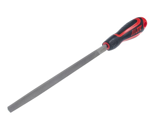 JTC-K8053T - Напильник трехгранный 200мм №3 60 HRC JTC - Треугольный напильник JTC-K8053T со  средними зубьями имеет длину в 200 мм и прорезиненную анатомическую рукоятку с отверстием для подвешивания инструмента. JTC-K8053T - фото 16687330