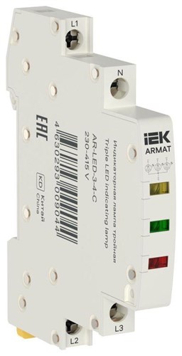 Лампа светодиодная ARMAT LED 230-415В AC 1 ж/з/кр инд. тройная IEK AR-LED-3-4-C 1917065 - фото 16690785