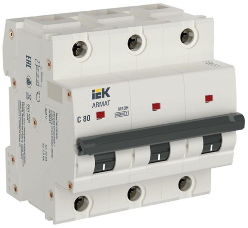 Выключатель автоматический модульный 3п C 80А M10H ARMAT IEK AR-M10H-3-C080 1845983 - фото 16690859