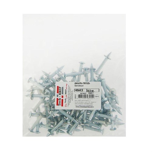 Дюбель-гвоздь монтажный 4.5х40 0.5кг (пакет) (уп.74шт) Tech-Krep/Zitar 116811 1557200 - фото 16690878