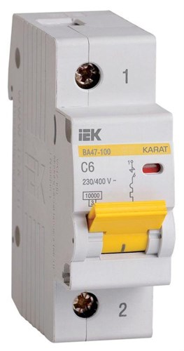 Выключатель автоматический модульный 1п C 6А 10кА ВА47-100 KARAT IEK MVA40-1-006-C 1337469 - фото 16691033