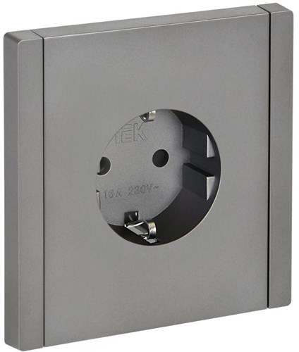 Розетка СП FORTE&PIANO FP513 16А с заземл. защ. шторки безвинт. крепл. сталь IEK FP-R14-16-1-K46 1853323 - фото 16691515