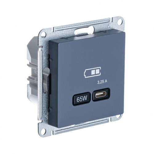 Розетка USB AtlasDesign тип C 65Вт QC PD высокоскор. ЗУ механизм грифель SE ATN000727 1668207 - фото 16691528