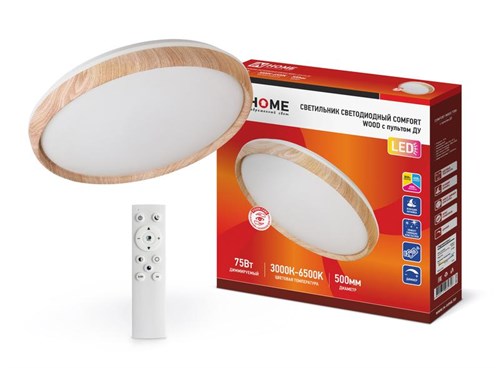Светильник светодиодный COMFORT WOOD 75Вт 3000-6500К 6000лм 230В 490х90мм с пультом ДУ IN HOME 4690612035758 1513267 - фото 16691540