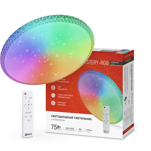 Светильник светодиодный COMFORT MYSTERY-RGB 75Вт 3000-6500К 6000лм 230В 495х85мм с пультом ДУ IN HOME 4690612044637 1738650 - фото 16691554