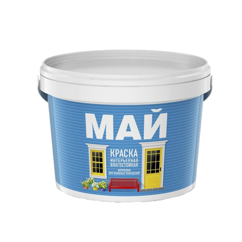 Краска МАЙ интерьерная влагостойкая, ведро 2,5 кг О01900 - фото 16695504