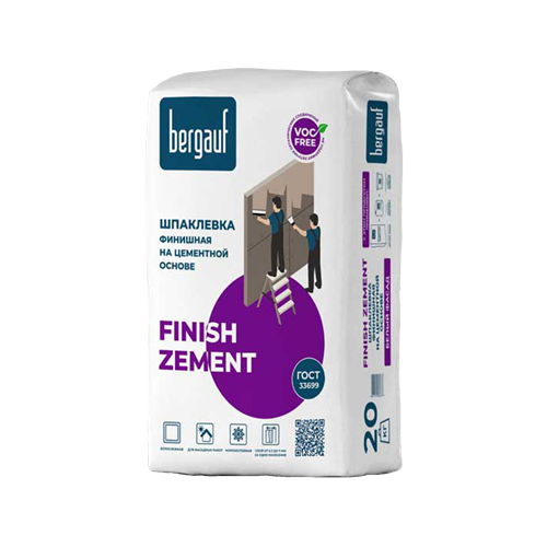 Шпаклёвка цементная Bergauf Finish Zement белая 20 кг 12145 B22 - фото 16702195