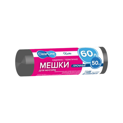 Мусорные мешки ХИТ 60 л/50 шт прочные черные 0060 - фото 16704087