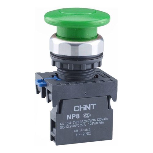 Кнопка "Грибок" NP8-11M/13 d40мм 1НО+1НЗ IP65 с самовозвратом зел. (R) CHINT 667264 1612104 - фото 16704207