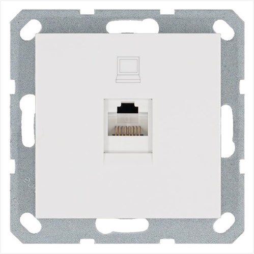 Розетка компьютерная 1-м RJ45 IP20 кат. 5E механизм бел. глянцевый Jasmart G6105W 1945151 - фото 16704403