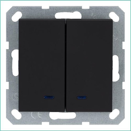 Выключатель 2-кл. 10А IP20 с подсветкой механизм черн. матовый soft touch Jasmart G3023NPB 1944940 - фото 16704519
