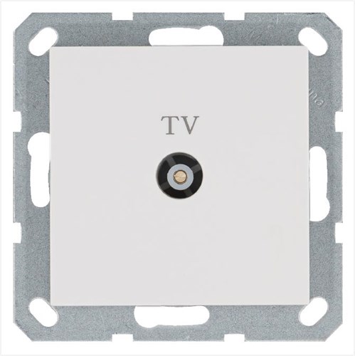 Розетка телевизионная оконечная TV Ф9.5мм механизм бел. глянцевый Jasmart G6001W 1945181 - фото 16704656
