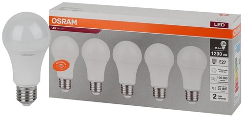 Лампа светодиодная LED Value LVCLA125 15SW/840 15Вт грушевидная матовая E27 230В 2х5 RU (уп.5шт) OSRAM 4058075577831 1459887 - фото 16704696