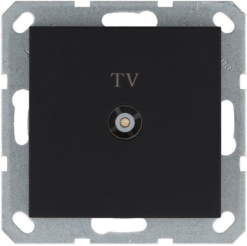 Розетка телевизионная проходная TV Ф9.5мм механизм черн. матов. soft touch Jasmart G6002PB 1945202 - фото 16704719