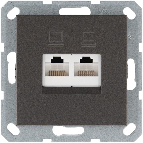 Розетка компьютерная 2-м RJ45 IP20 кат. 5E механизм мокко Jasmart G6106Z 1945158 - фото 16704751