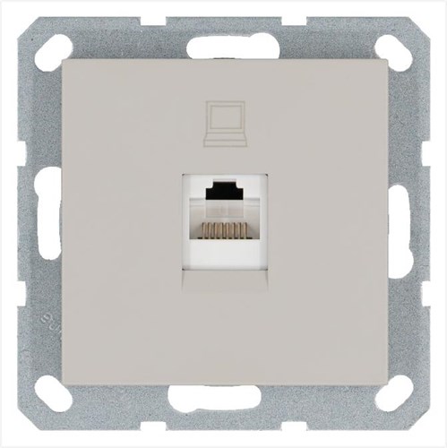 Розетка компьютерная 1-м RJ45 IP20 кат. 5E механизм тауп Jasmart G6105T 1945153 - фото 16704753