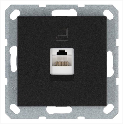 Розетка компьютерная 1-м RJ45 IP20 кат. 5E механизм антрацит Jasmart G6105B 1945150 - фото 16704755