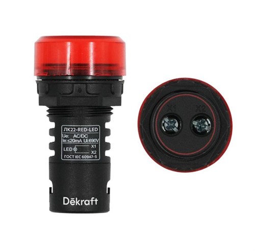 Лампа коммутационная ADDS ЛК-22 d22мм 24В AC/DC красн. LED DEKraft 25066DEK 1113524 - фото 16704802