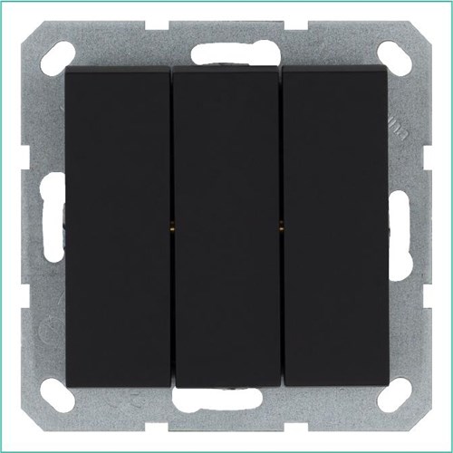Выключатель 3-кл. 10А IP20 механизм черн. матовый soft touch Jasmart G3031PB 1944946 - фото 16704853