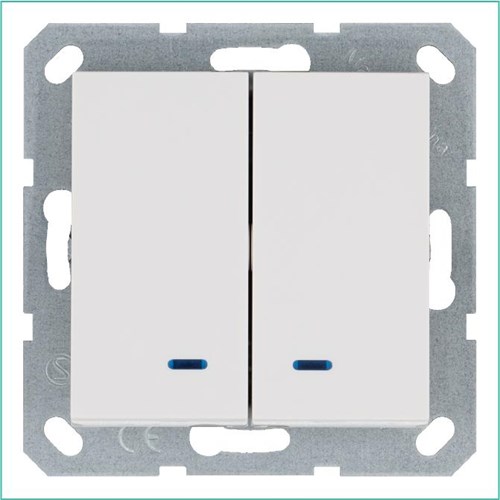 Выключатель 2-кл. 10А IP20 с подсветкой механизм бел. глянцевый Jasmart G3023NW 1944937 - фото 16704856