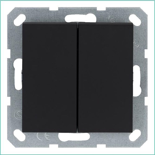 Переключатель проходной 2-кл. 10А IP20 механизм черн. матов. soft touch Jasmart G3022PB 1945012 - фото 16704866