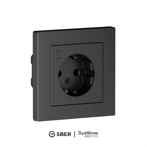 Розетка AtlasDesign Smart 16А L+N с заземл. защ. шторки Zigbee механизм карбон SE ATN001045Z 1955216 - фото 16704961