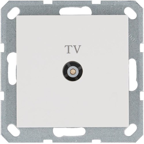 Розетка телевизионная проходная TV Ф9.5мм механизм бел. глянцевый Jasmart G6002W 1945199 - фото 16704971