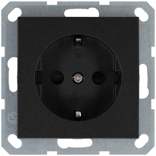 Розетка 1-м Shuko 16А IP20 с заземл. защ. шторки механизм антрацит Jasmart G5501B 1945124 - фото 16704982