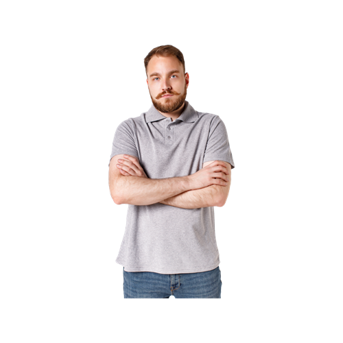 Рубашка поло мужская, серый-меланж 00501459196 - фото 16716895